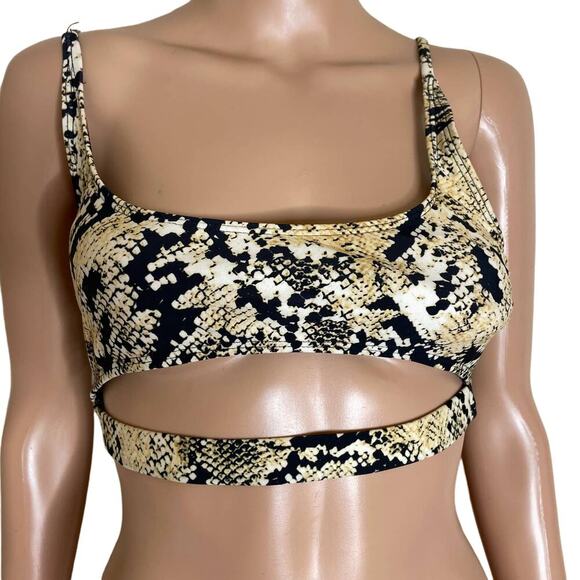ByOuo bikini top snake skin python animal swim suite top strappy SZ SM padded - Picture 3 of 7